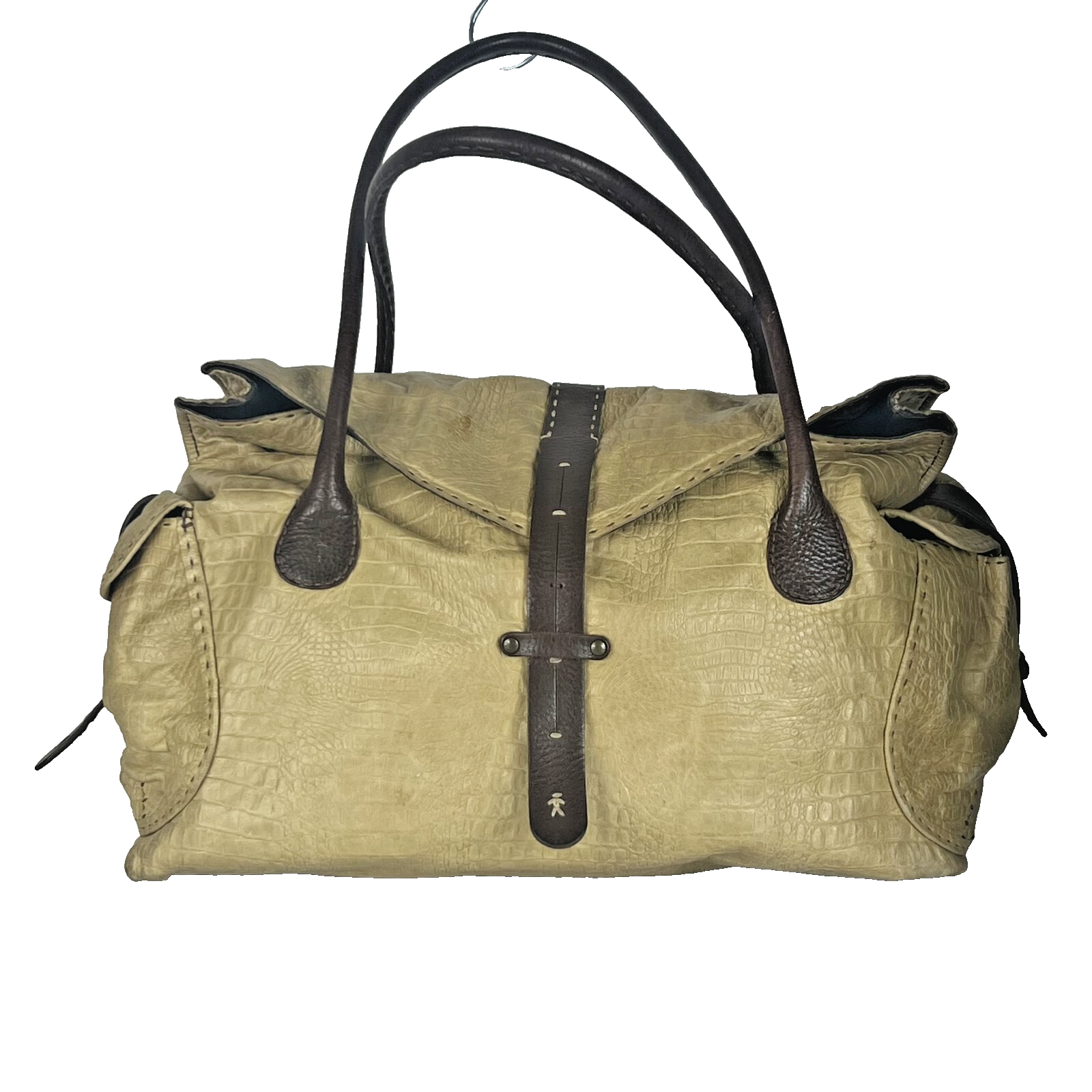 Henry Beguelin Leather Boston Bag Crocodile Skin Leather Lined